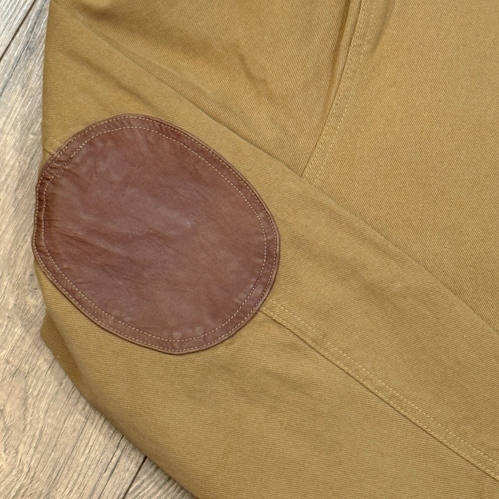 Orvis Blazer Mens L Khaki Zambezi Twill Leather Elbow‎ Patches 2 Button Field - Picture 3 of 7